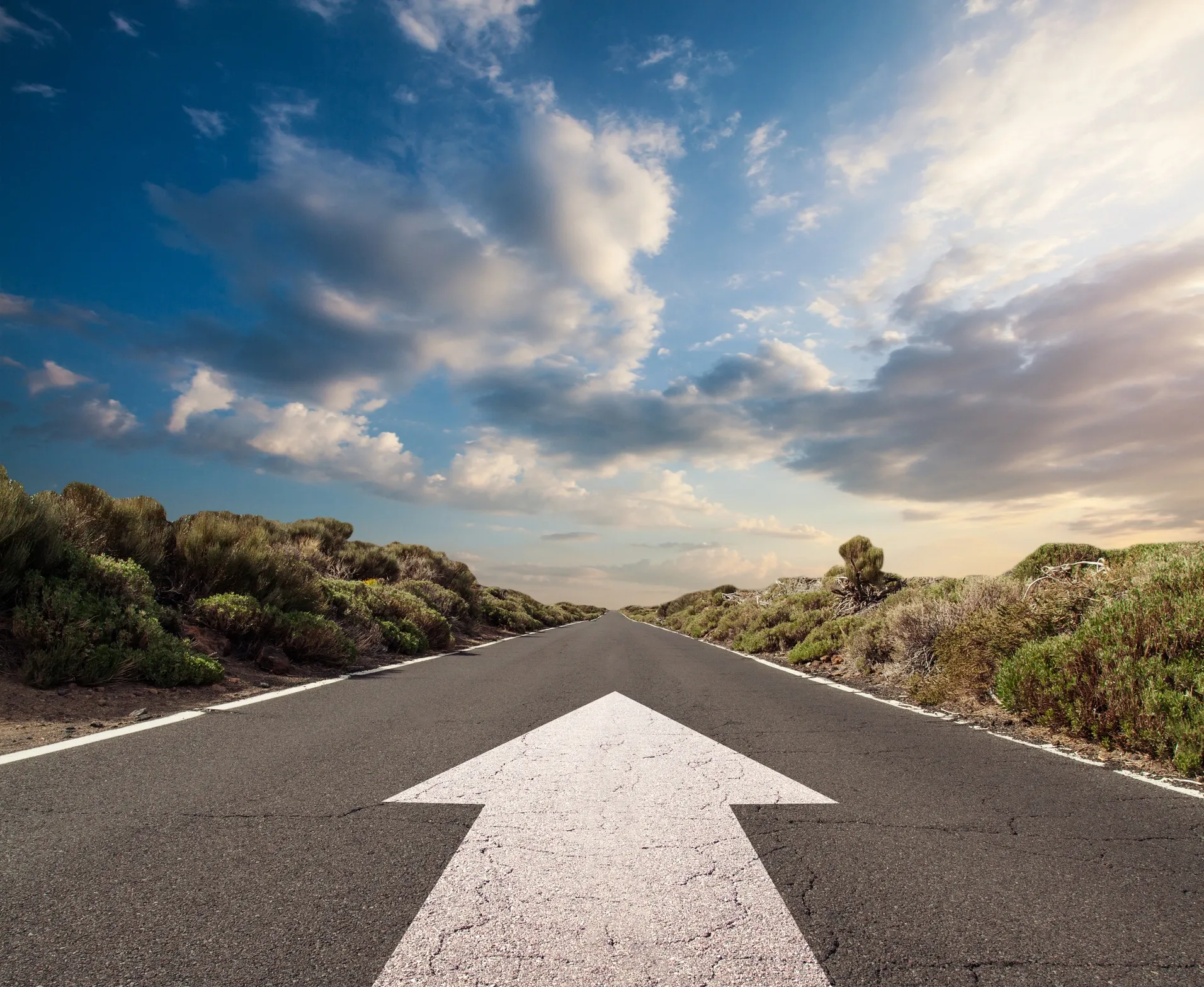 Open road pointing forward